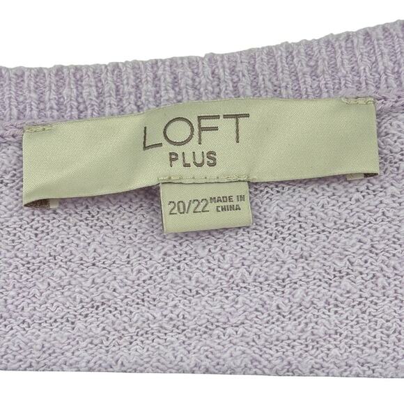 Loft Sweater Womens Size 20/22 Lavender Cotton Blend Slub Knit Pullover Stretch - Picture 3 of 9